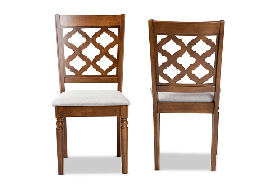 Baxton Studio Ramiro Modern and Contemporary Grey Fabric Upholstered and Walnut Brown Finished Wood 2-Piece Dining Chair Set