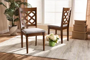 Baxton Studio Ramiro Modern and Contemporary Grey Fabric Upholstered and Walnut Brown Finished Wood 2-Piece Dining Chair Set
