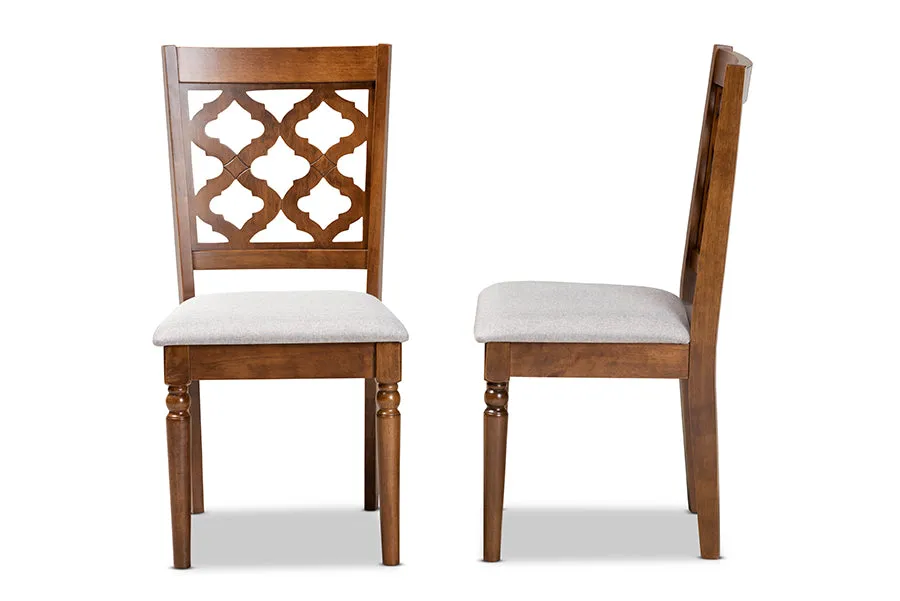 Baxton Studio Ramiro Modern and Contemporary Grey Fabric Upholstered and Walnut Brown Finished Wood 2-Piece Dining Chair Set