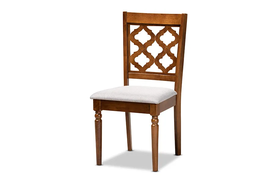 Baxton Studio Ramiro Modern and Contemporary Grey Fabric Upholstered and Walnut Brown Finished Wood 5-Piece Dining Set