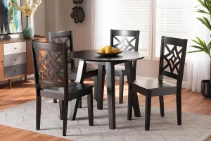 Baxton Studio Rava Modern and Contemporary Dark Brown Finished Wood 5-Piece Dining Set