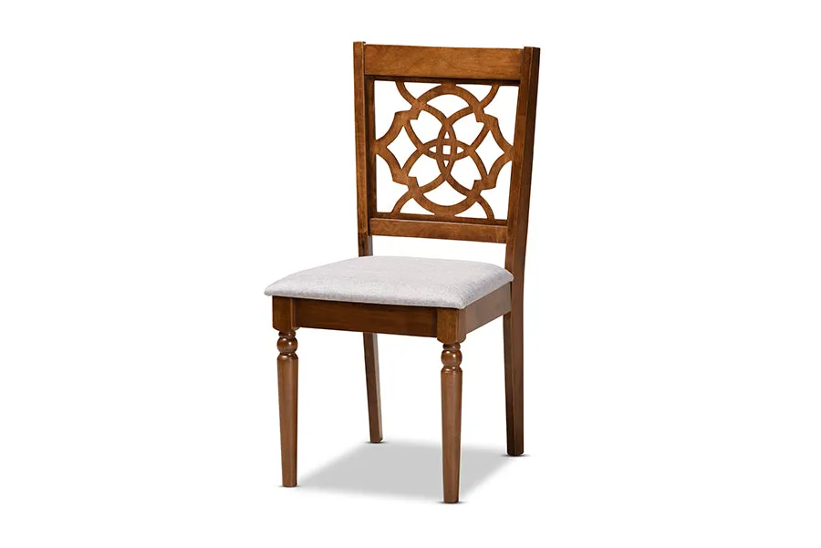 Baxton Studio Renaud Modern and Contemporary Grey Fabric Upholstered and Walnut Brown Finished Wood 7-Piece Dining Set