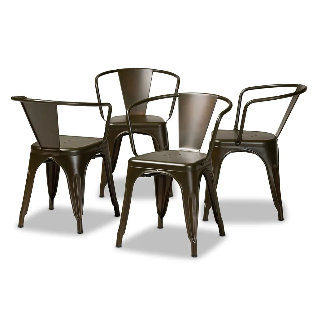 Baxton Studio Ryland Modern Industrial Grey Finished Metal 4-Piece Dining Chair Set
