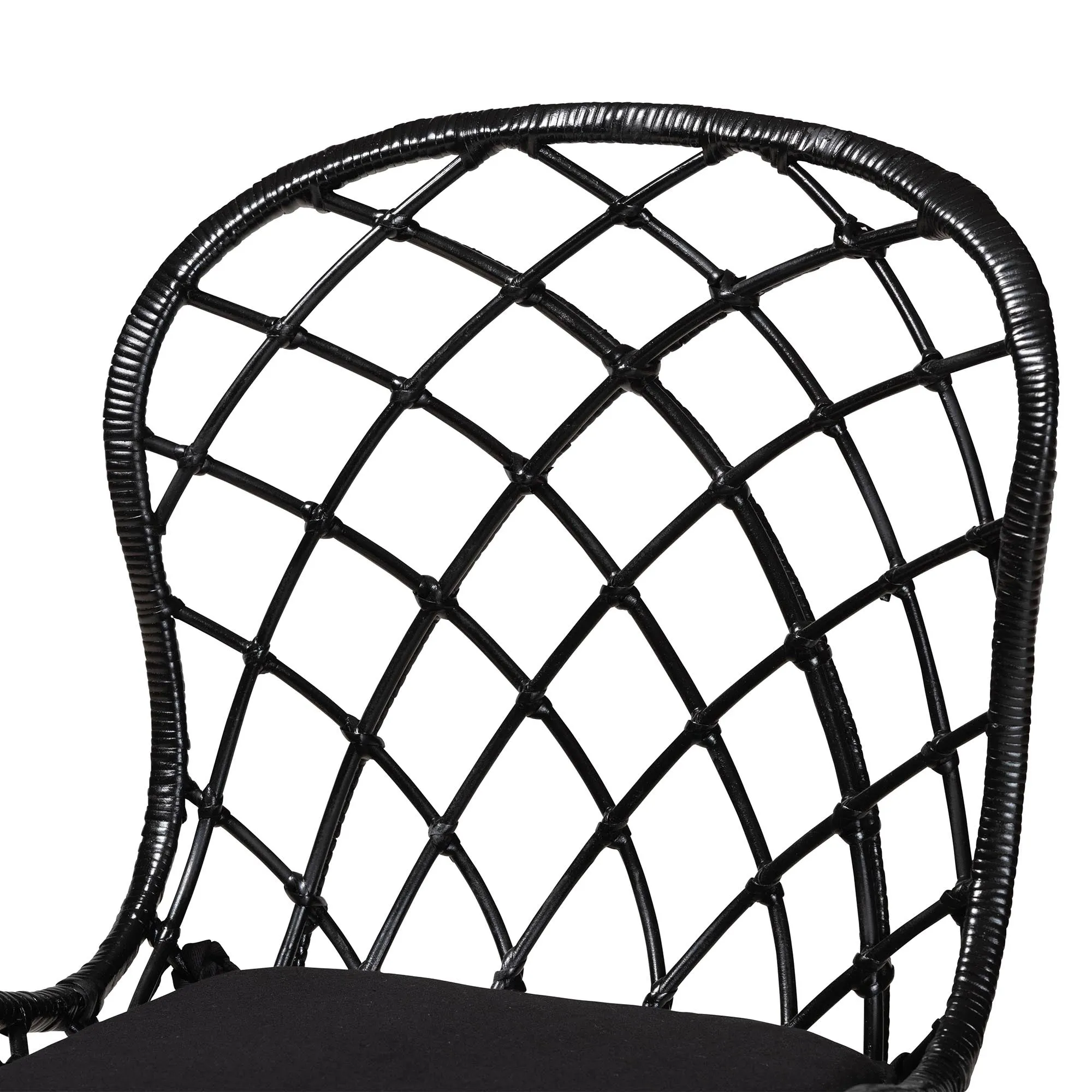 Baxton Studio Sabelle Modern Bohemian Black Finished Wood and Rattan 5-Piece Dining Set