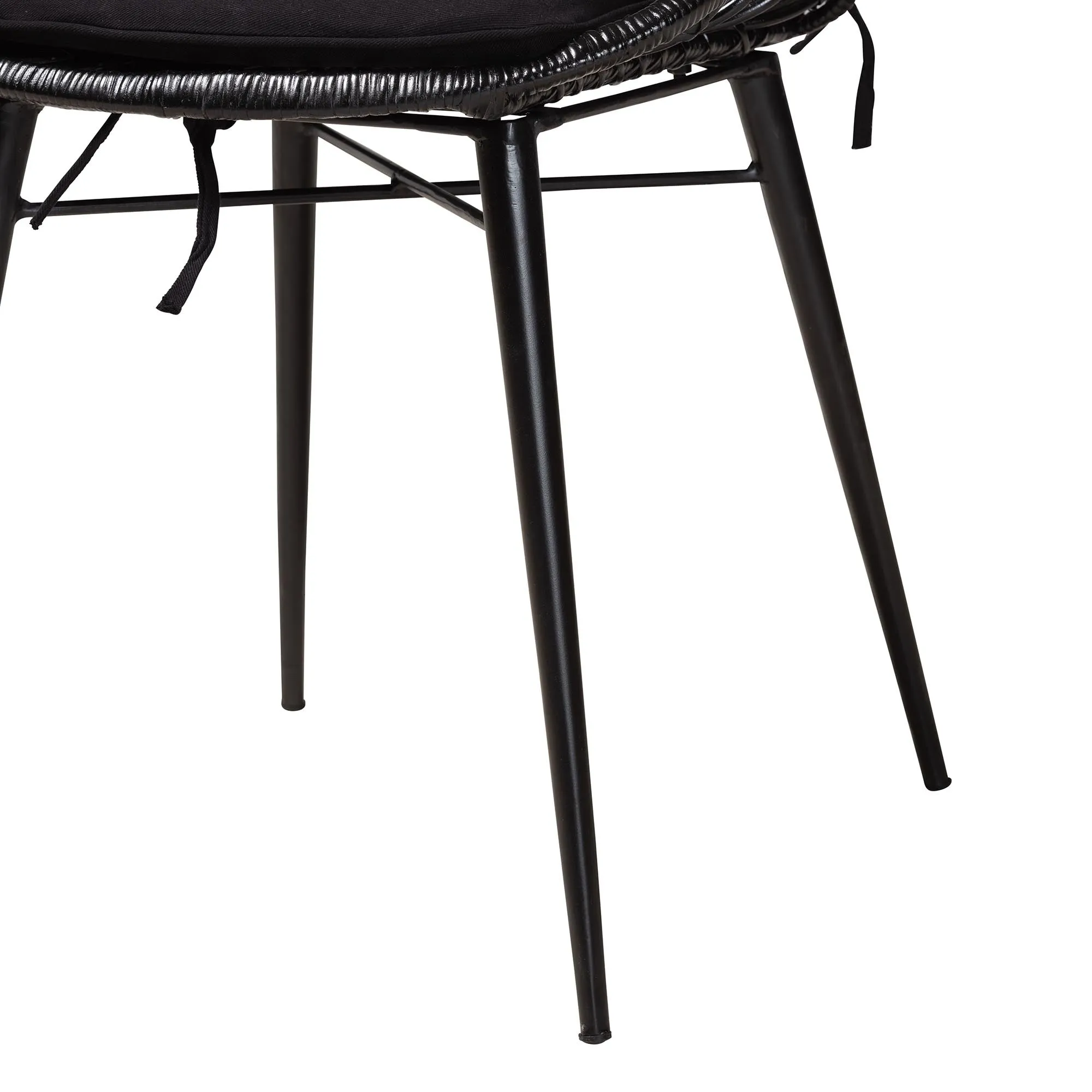 Baxton Studio Sabelle Modern Bohemian Black Finished Wood and Rattan 5-Piece Dining Set