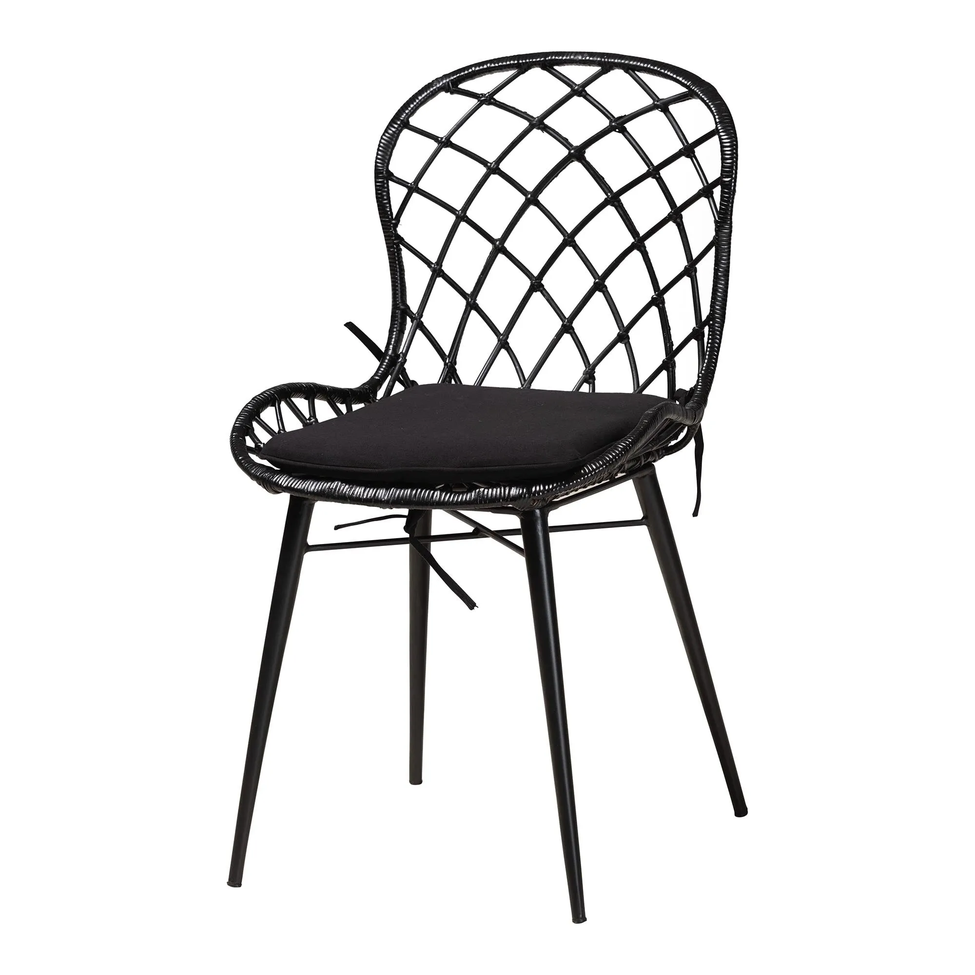 Baxton Studio Sabelle Modern Bohemian Black Finished Wood and Rattan 5-Piece Dining Set