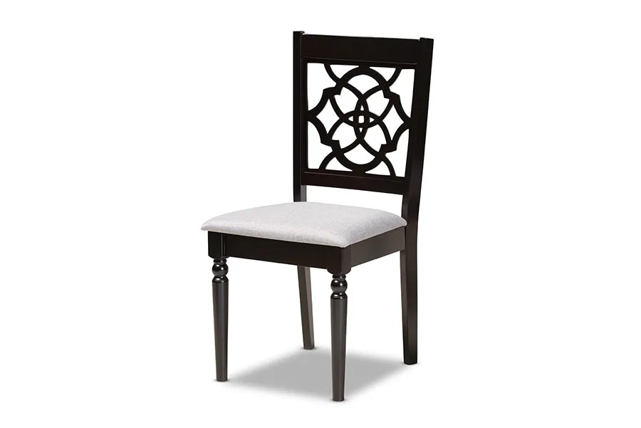 Baxton Studio Sadie Modern and Contemporary Grey Fabric Upholstered and Dark Brown Finished Wood 7-Piece Dining Set