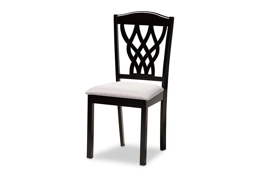 Baxton Studio Salem Modern and Contemporary Grey Fabric Upholstered and Dark Brown Finished Wood 7-Piece Dining Set