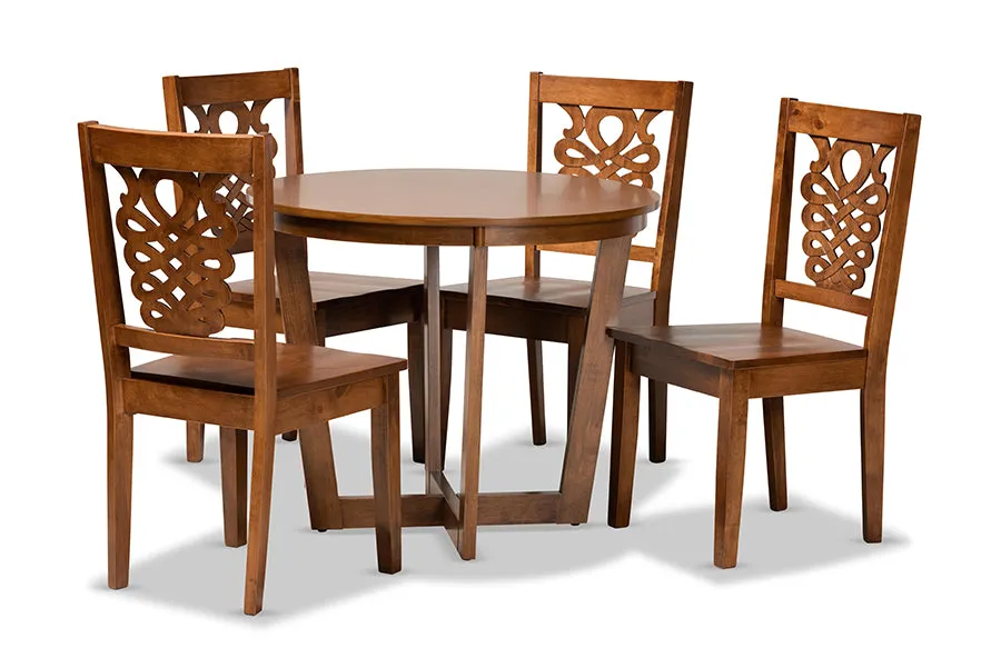 Baxton Studio Salida Modern and Contemporary Transitional Walnut Brown Finished Wood 5-Piece Dining Set