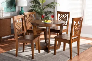 Baxton Studio Salida Modern and Contemporary Transitional Walnut Brown Finished Wood 5-Piece Dining Set