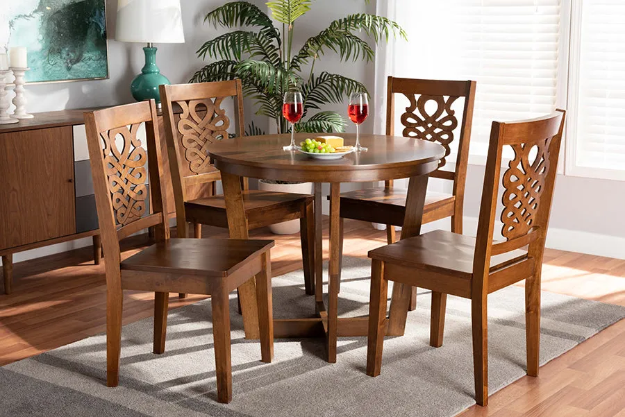 Baxton Studio Salida Modern and Contemporary Transitional Walnut Brown Finished Wood 5-Piece Dining Set