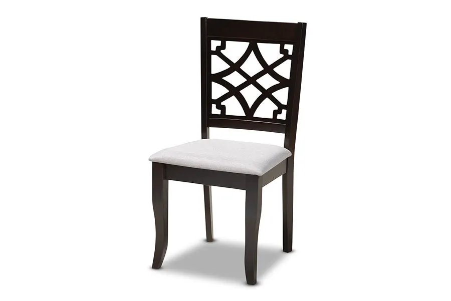 Baxton Studio Sandra Modern and Contemporary Grey Fabric Upholstered and Dark Brown Finished Wood 5-Piece Dining Set