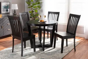 Baxton Studio Sasa Modern and Contemporary Dark Brown Finished Wood 5-Piece Dining Set