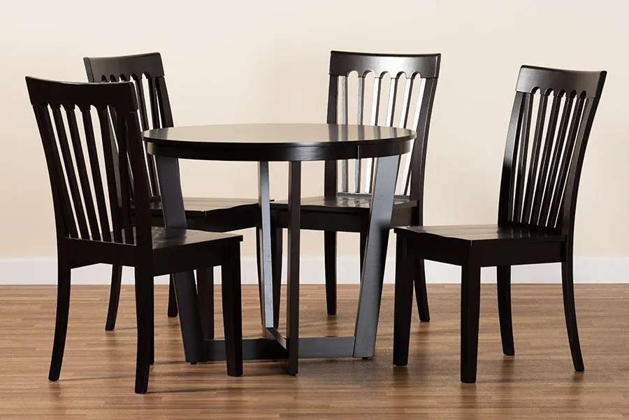 Baxton Studio Sasa Modern and Contemporary Dark Brown Finished Wood 5-Piece Dining Set