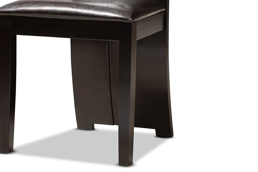 Baxton Studio Torin Modern and Contemporary Dark Brown Faux Leather Upholstered and Dark Brown Finished Wood 5-Piece Dining Set