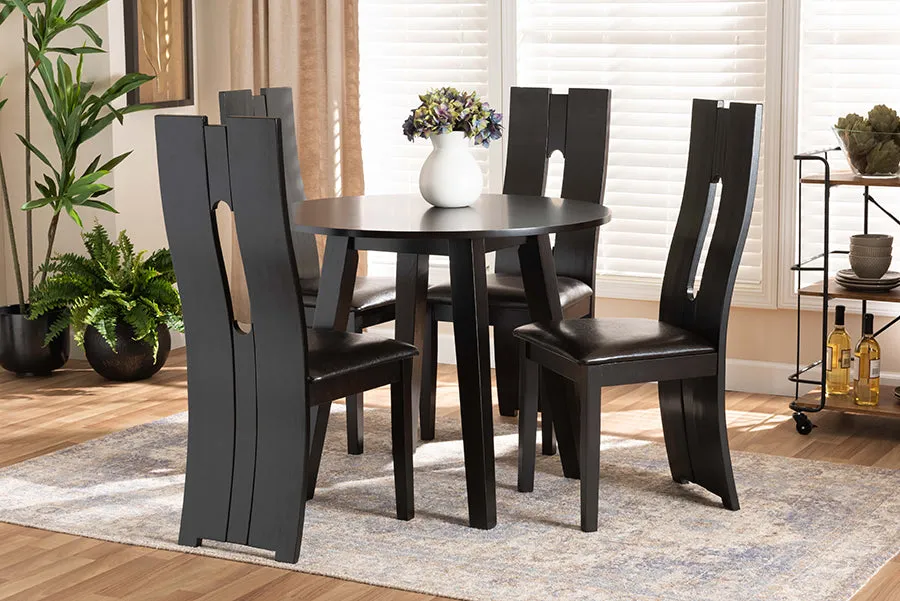 Baxton Studio Torin Modern and Contemporary Dark Brown Faux Leather Upholstered and Dark Brown Finished Wood 5-Piece Dining Set