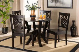 Baxton Studio Valda Modern and Contemporary Transitional Dark Brown Finished Wood 5-Piece Dining Set
