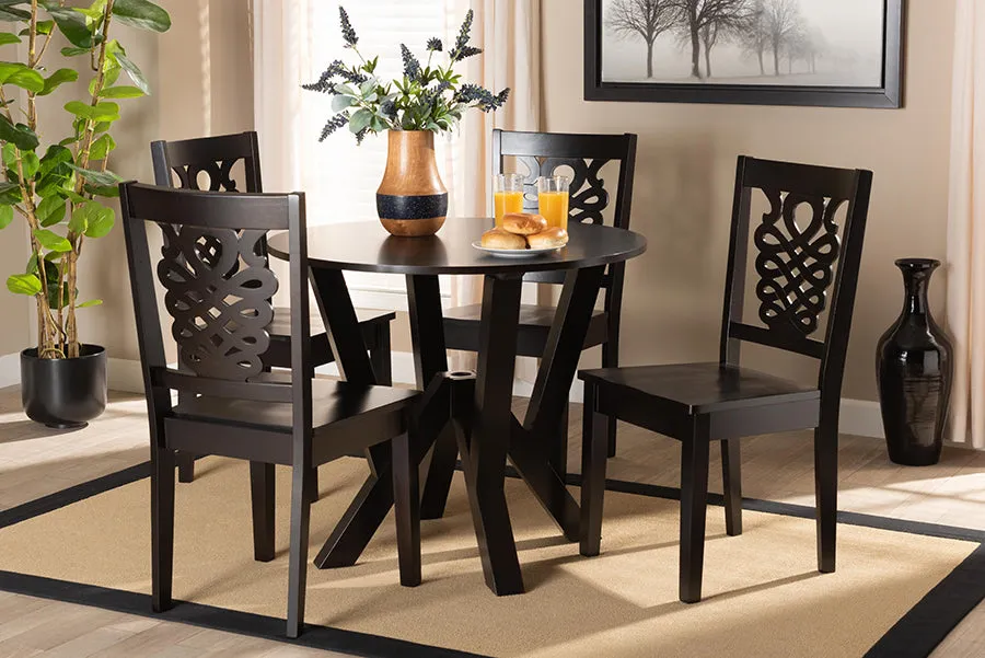 Baxton Studio Valda Modern and Contemporary Transitional Dark Brown Finished Wood 5-Piece Dining Set