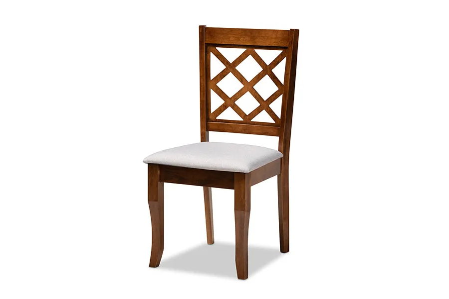 Baxton Studio Verner Modern and Contemporary Grey Fabric Upholstered and Walnut Brown Finished Wood 7-Piece Dining Set