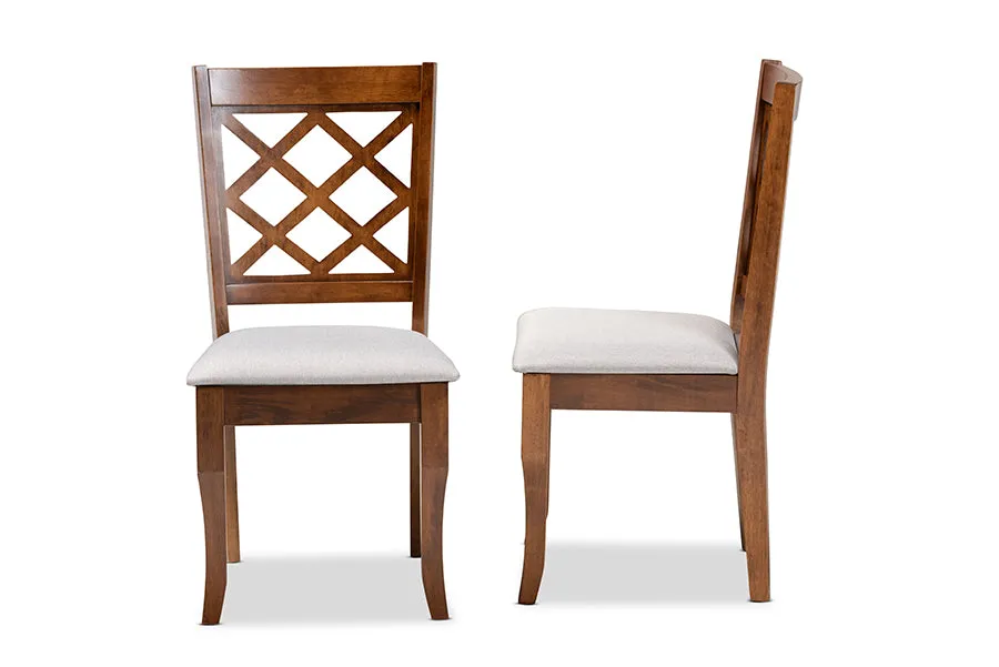Baxton Studio Verner Modern and Contemporary Grey Fabric Upholstered Walnut Finished Wood 2-Piece Dining Chair Set