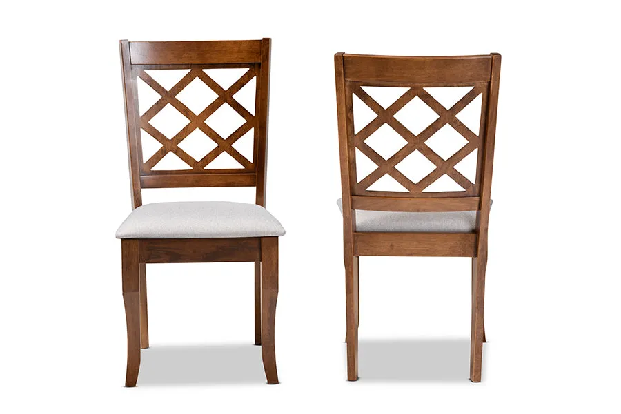 Baxton Studio Verner Modern and Contemporary Grey Fabric Upholstered Walnut Finished Wood 2-Piece Dining Chair Set