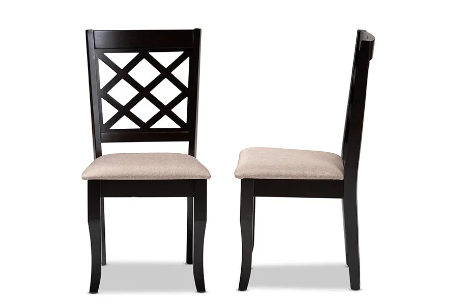 Baxton Studio Verner Modern and Contemporary Sand Fabric Upholstered Espresso Brown Finished Wood Dining Chair Set of 4