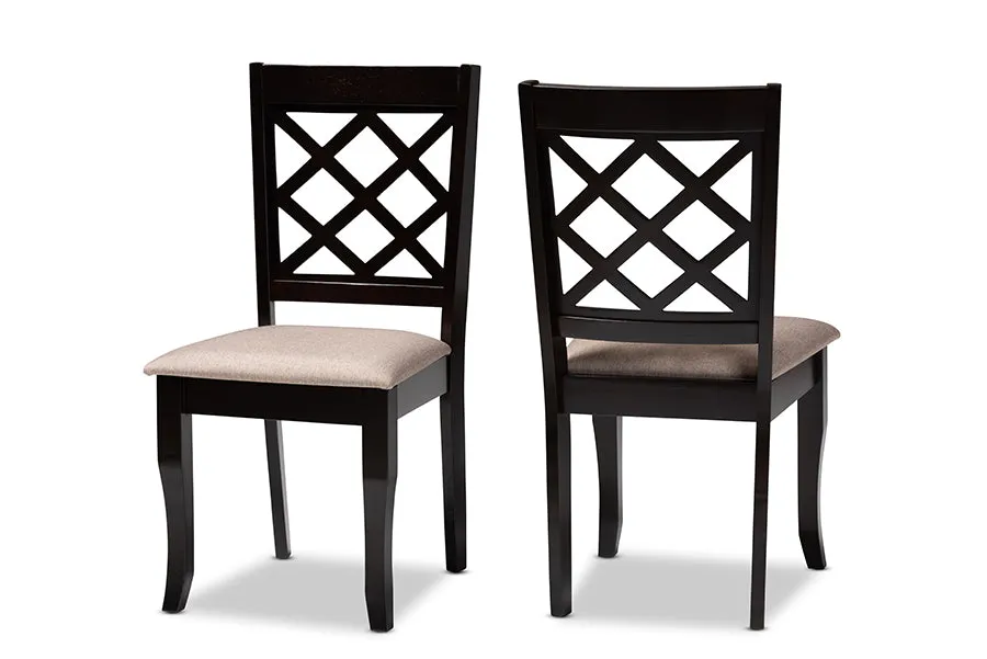 Baxton Studio Verner Modern and Contemporary Sand Fabric Upholstered Espresso Brown Finished Wood Dining Chair Set of 4