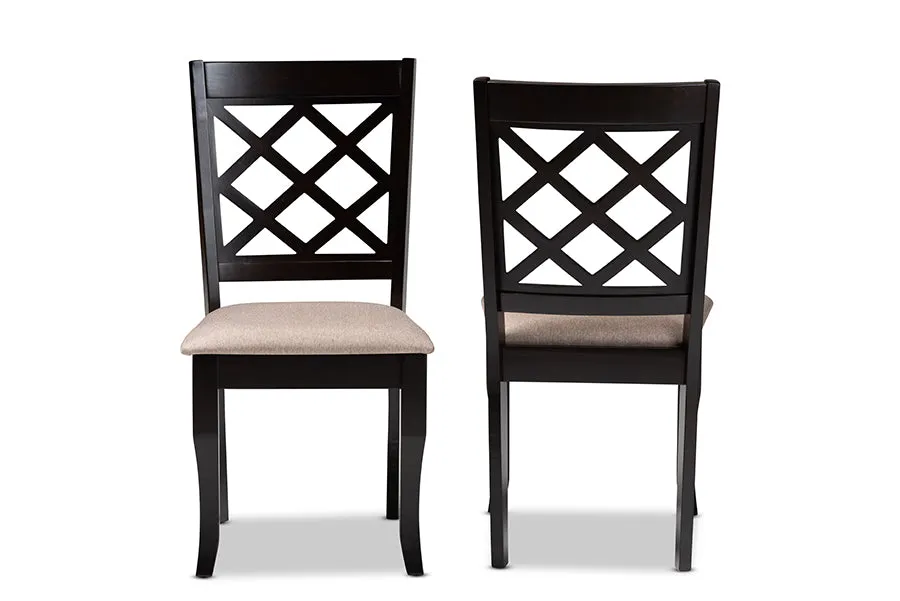 Baxton Studio Verner Modern and Contemporary Sand Fabric Upholstered Espresso Brown Finished Wood Dining Chair Set of 4