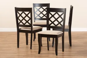 Baxton Studio Verner Modern and Contemporary Sand Fabric Upholstered Espresso Brown Finished Wood Dining Chair Set of 4
