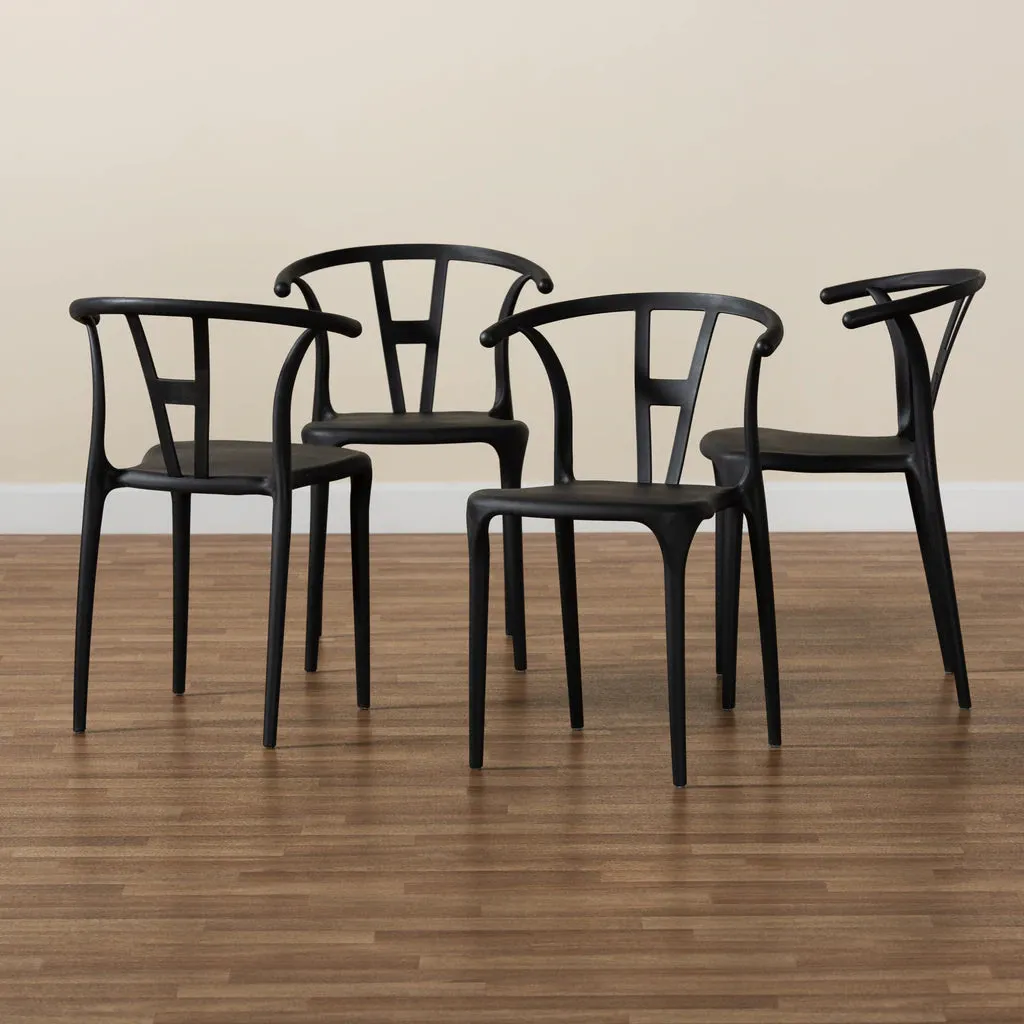 Baxton Studio Warner Modern And Contemporary Beige Plastic 4-Piece Dining Chair Set