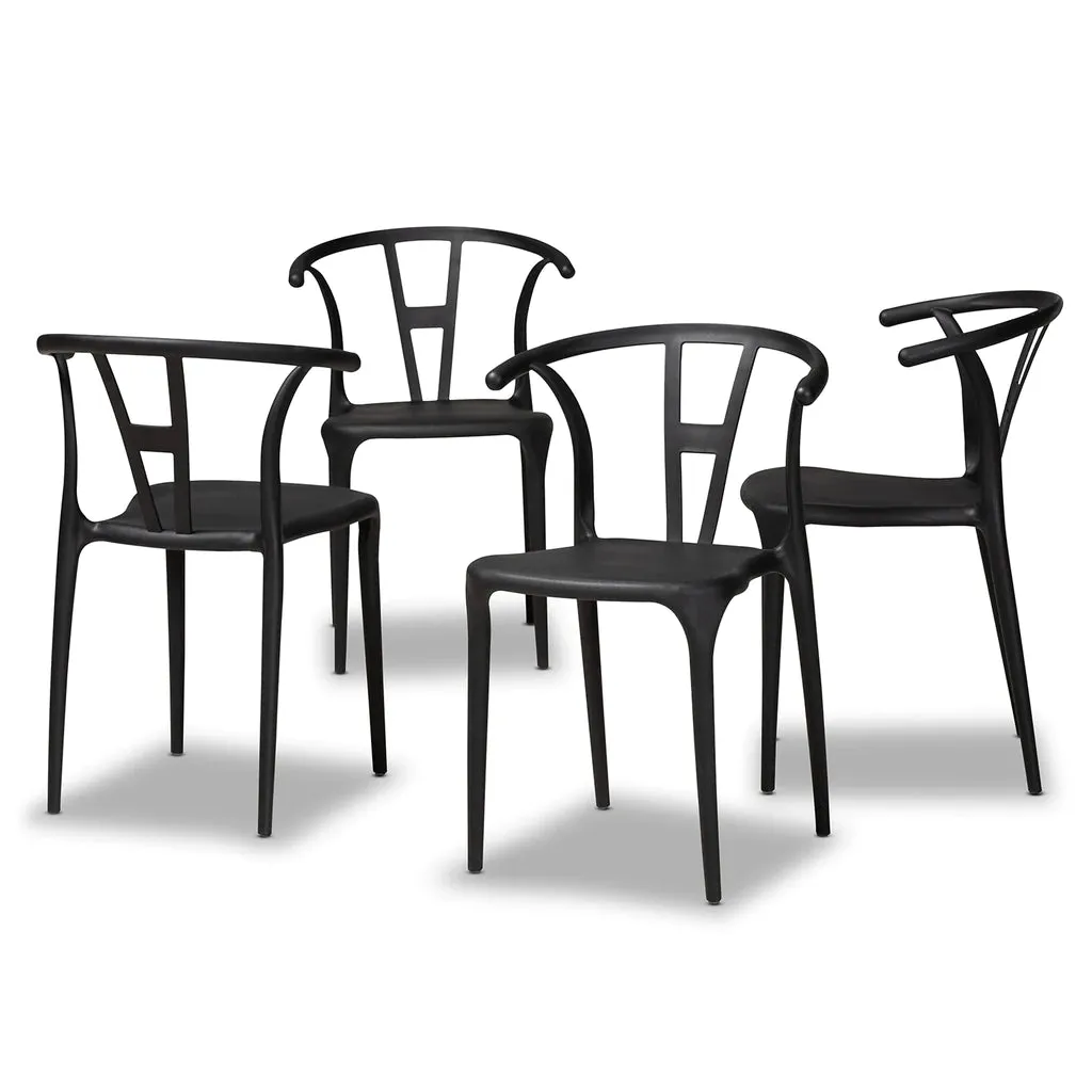 Baxton Studio Warner Modern And Contemporary Beige Plastic 4-Piece Dining Chair Set