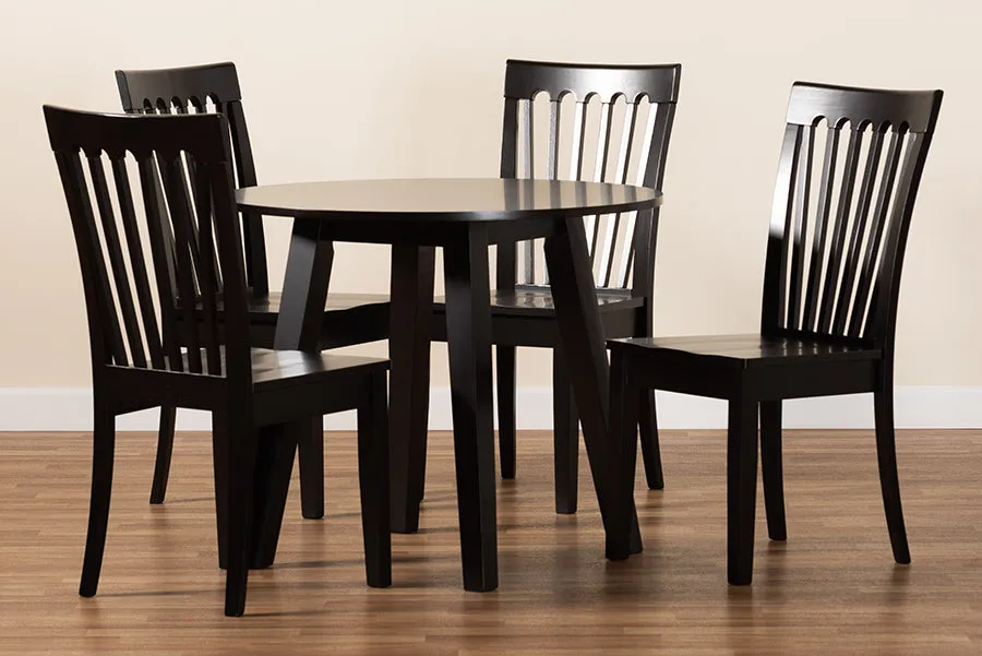 Baxton Studio Zala Modern and Contemporary Dark Brown Finished Wood 5-Piece Dining Set