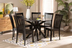 Baxton Studio Zora Modern and Contemporary Dark Brown Finished Wood 7-Piece Dining Set