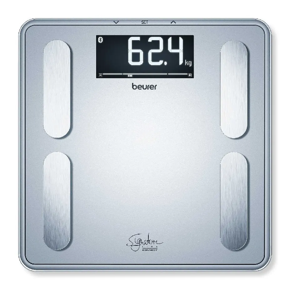 Beurer Diagnostic Bathroom Scale, Weighs Body Fat Water Muscle Percentage, Silver