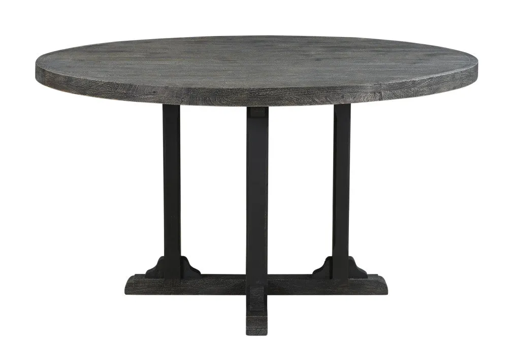 Black Rounded Solid Wood Pedestal Base Dining Table By Homeroots