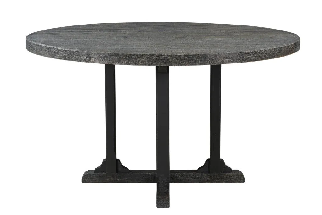 Black Rounded Solid Wood Pedestal Base Dining Table By Homeroots