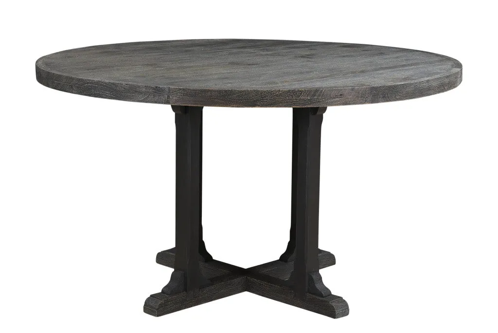 Black Rounded Solid Wood Pedestal Base Dining Table By Homeroots