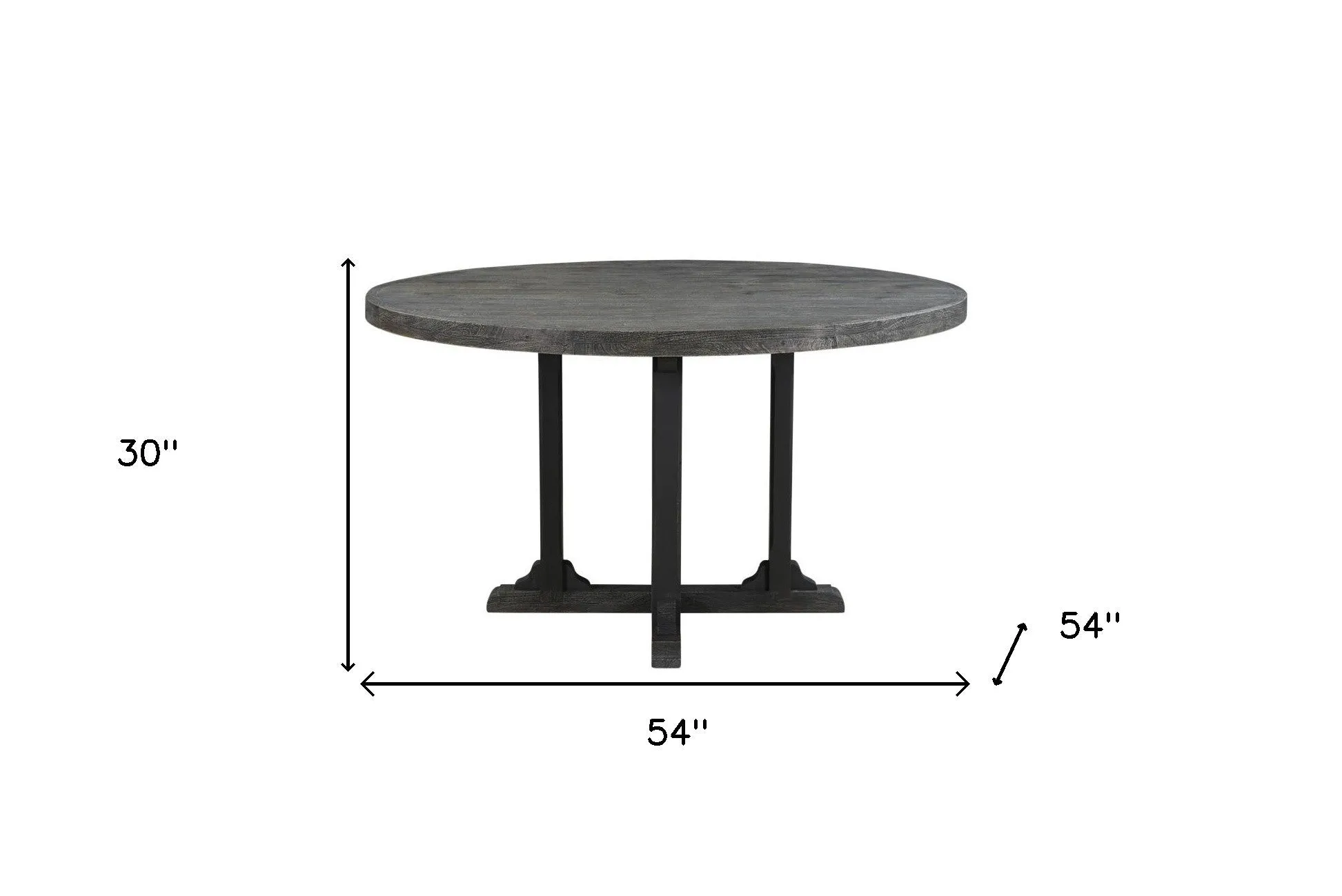 Black Rounded Solid Wood Pedestal Base Dining Table By Homeroots
