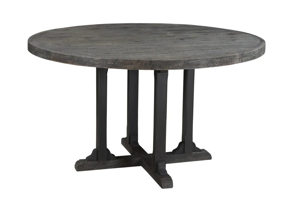 Black Rounded Solid Wood Pedestal Base Dining Table By Homeroots