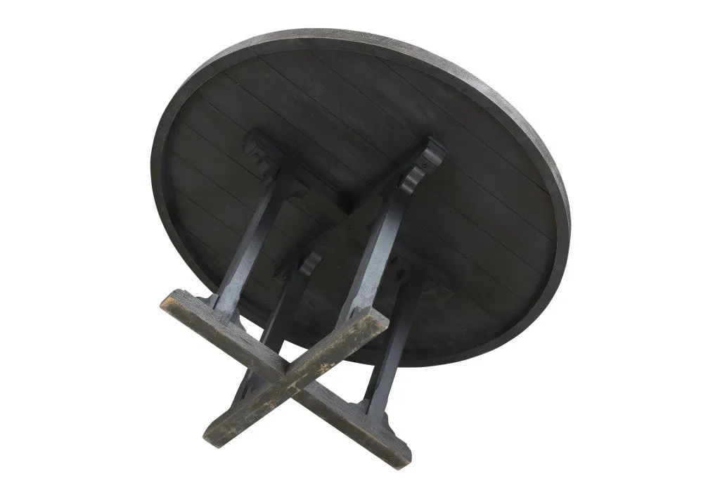 Black Rounded Solid Wood Pedestal Base Dining Table By Homeroots