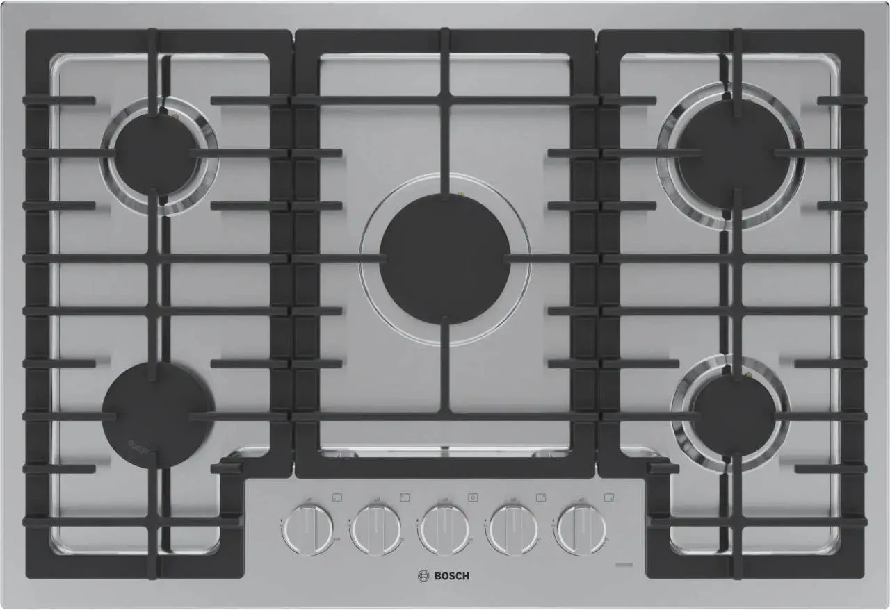 Bosch 30" 500 Series Red LED Light 5 Sealed Burners Gas Cooktop NGM5059UC