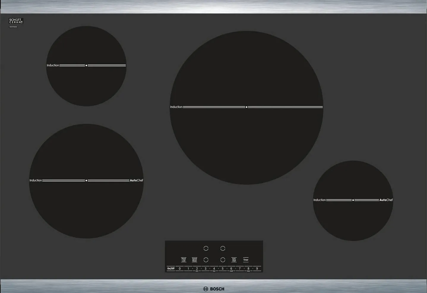 Bosch 800 Series 30" 4 Heating Elements AutoChef trim Induction Cooktop NIT8066SUC