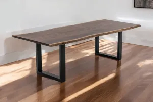 Brown And Black Solid Wood And Metal Sled Base Dining Table By Homeroots