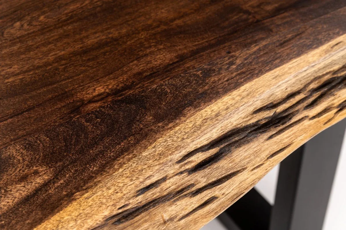 Brown And Black Solid Wood And Metal Sled Base Dining Table By Homeroots
