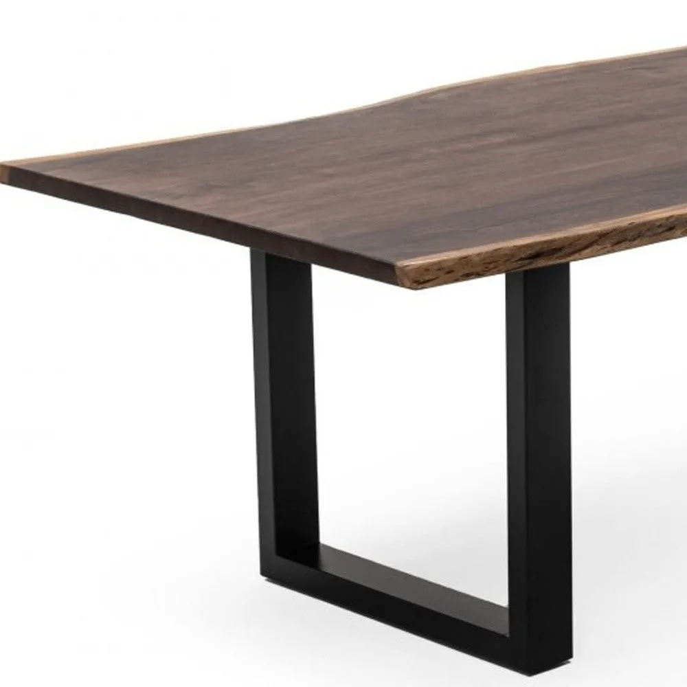 Brown And Black Solid Wood And Metal Sled Base Dining Table By Homeroots