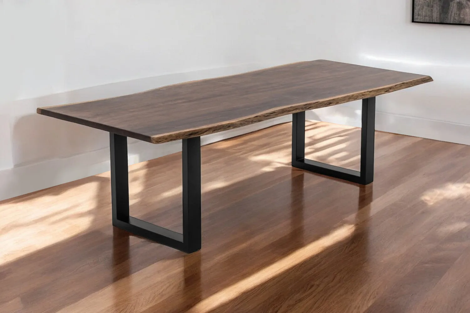 Brown And Black Solid Wood And Metal Sled Base Dining Table By Homeroots