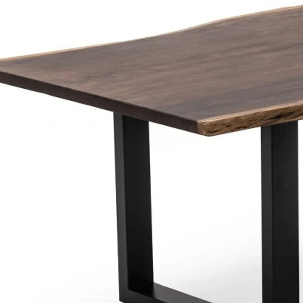 Brown And Black Solid Wood And Metal Sled Base Dining Table By Homeroots