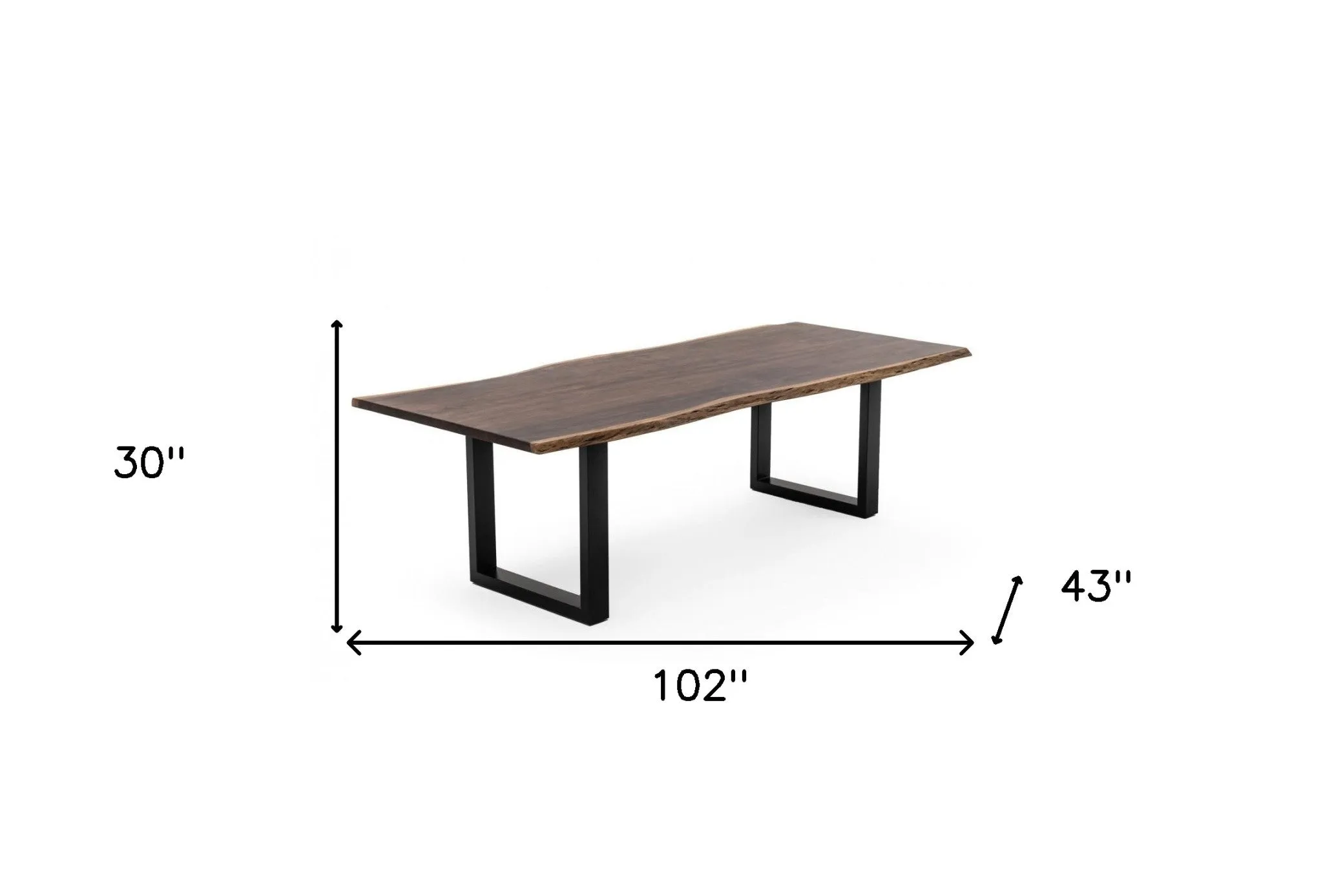Brown And Black Solid Wood And Metal Sled Base Dining Table By Homeroots