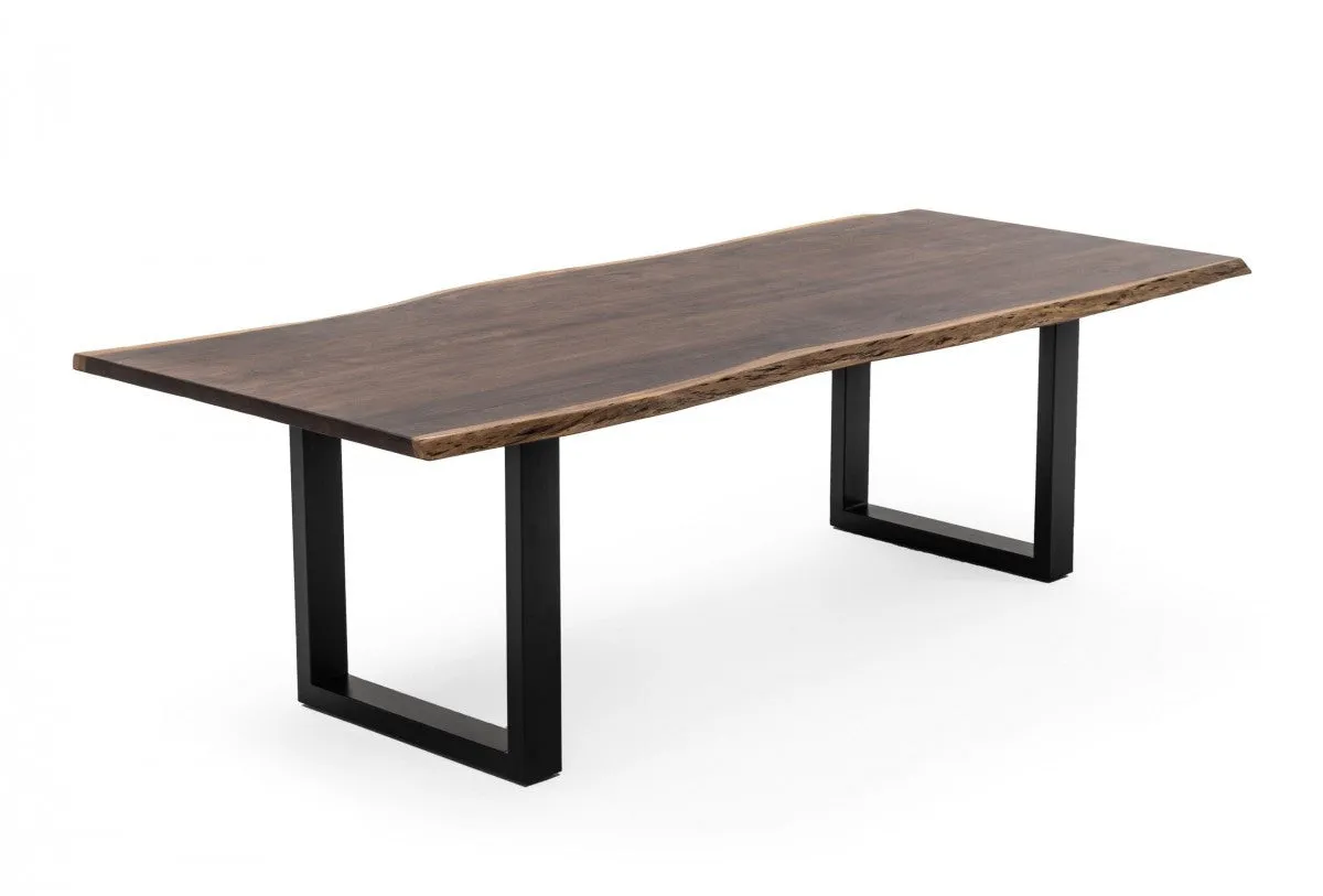 Brown And Black Solid Wood And Metal Sled Base Dining Table By Homeroots