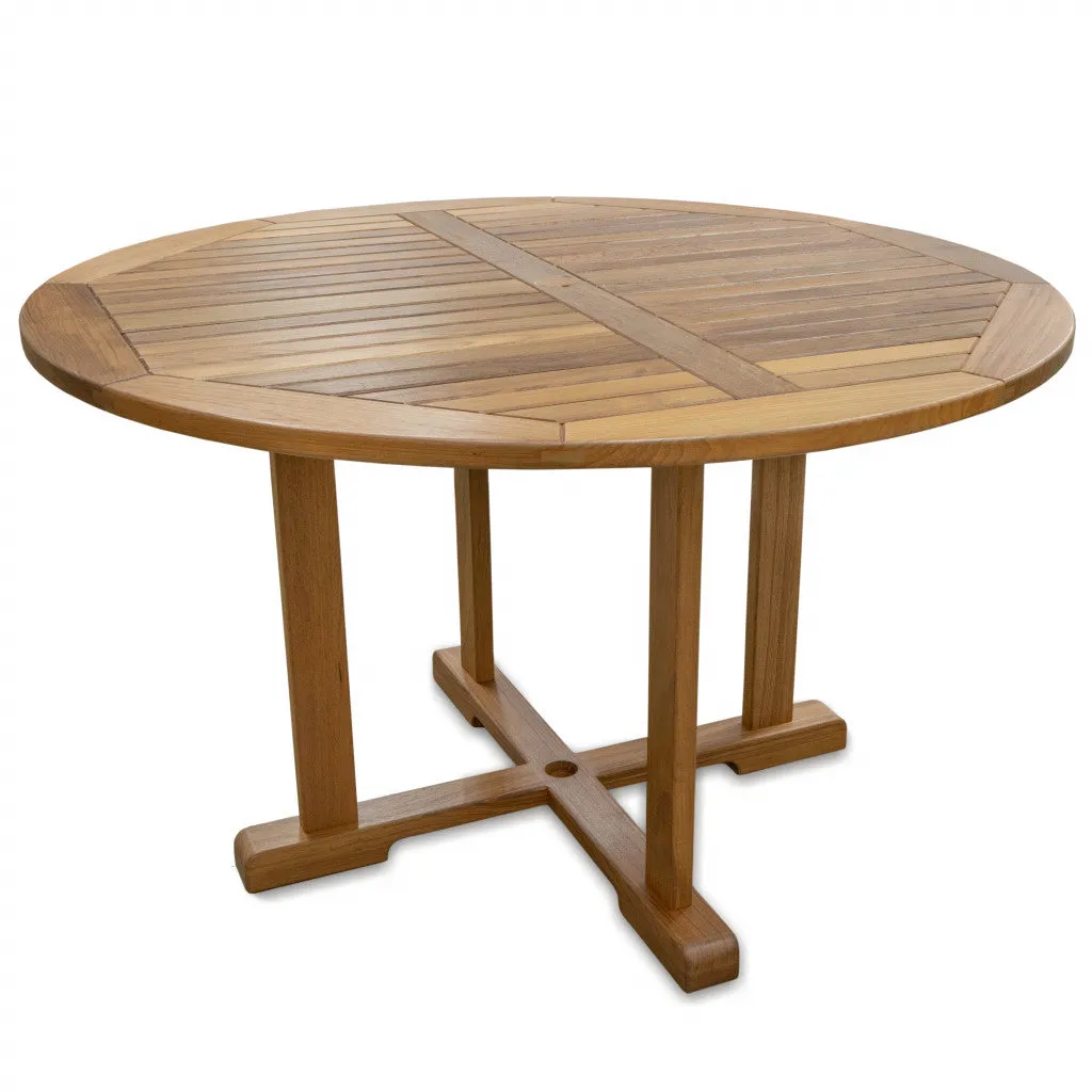 Brown Round Solid Teak Wood Dining Table By Homeroots